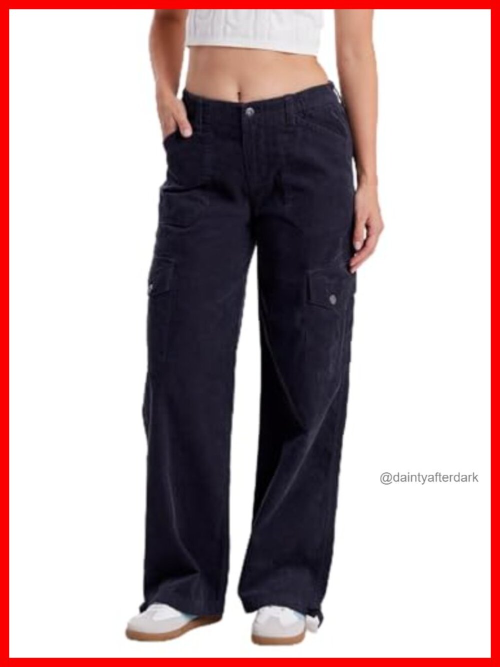 Corduroy Cargo Straight Leg Pants High Rise Relaxed Fit